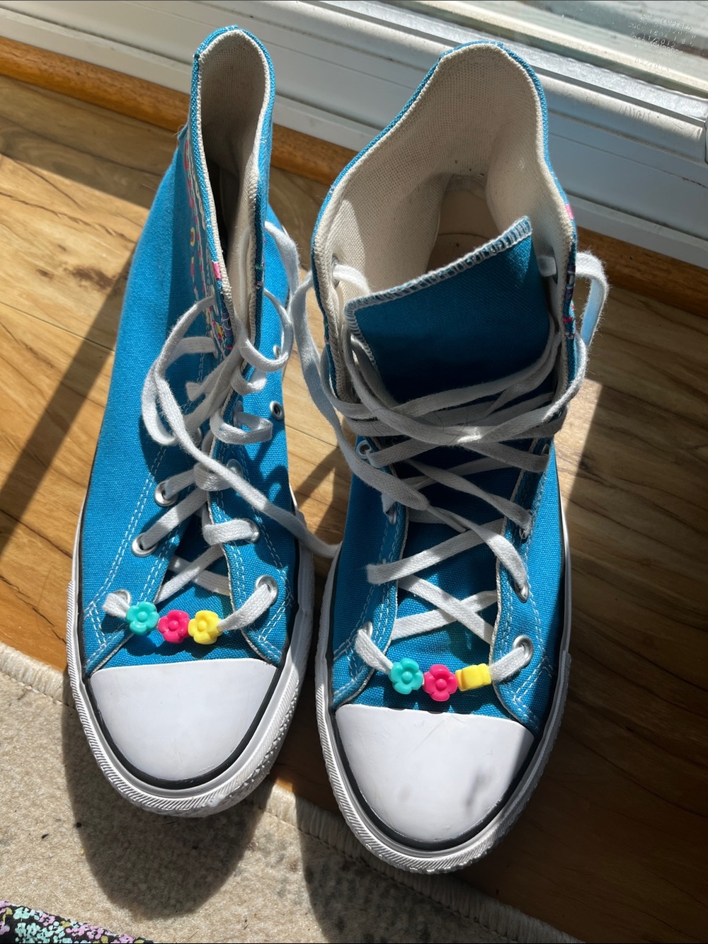 Converse Teal Blue High Top Platform Sneakers with White Accents - Picture 4 of 4